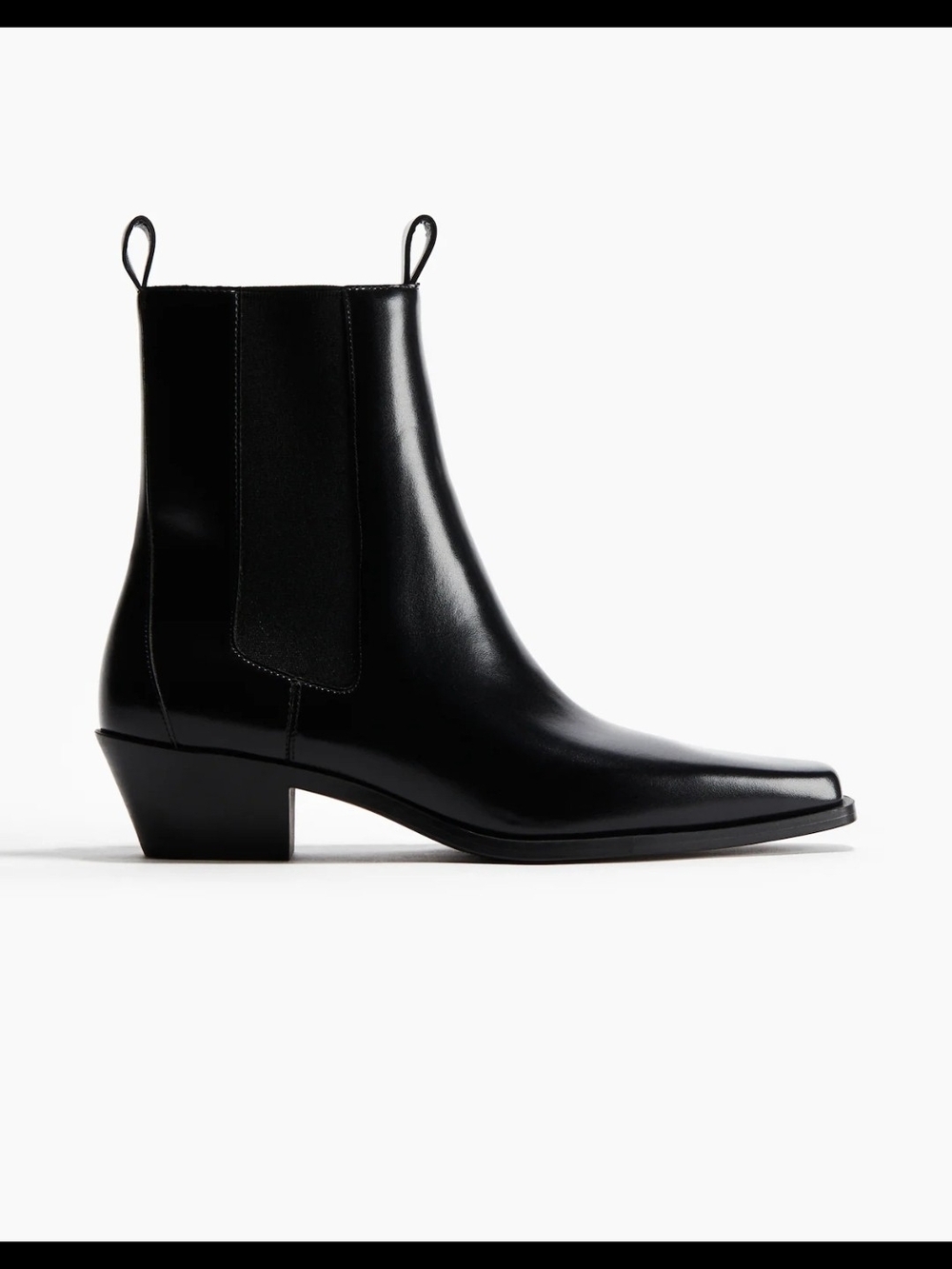 H&M Black Leather Chelsea Ankle Booties